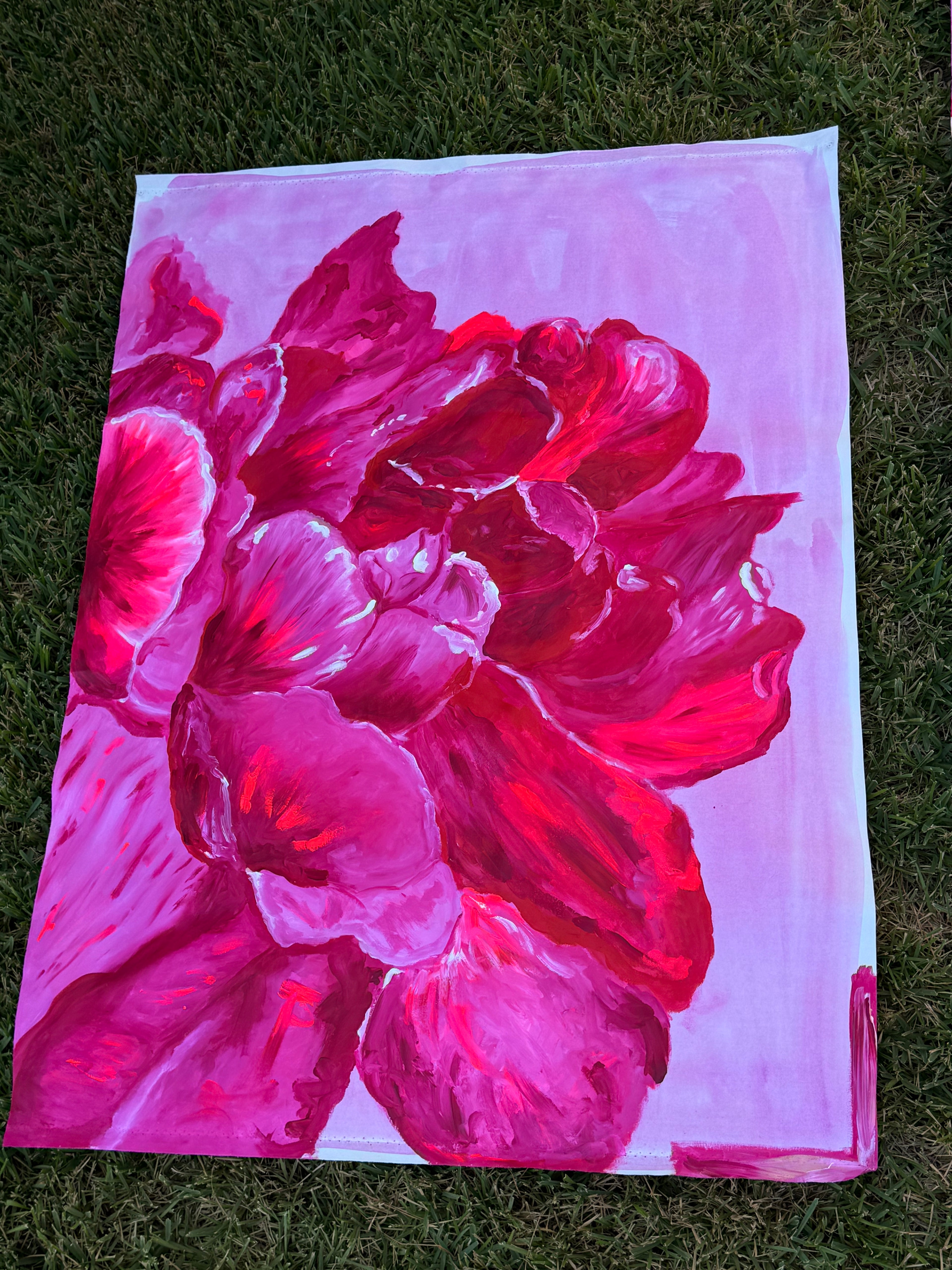 STARE AND STARING // PINK PEONIES ORIGINAL HANGING CANVAS  - PACKAGE