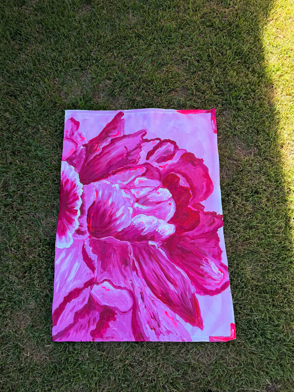 STARE AND STARING // PINK PEONIES ORIGINAL HANGING CANVAS  - PACKAGE