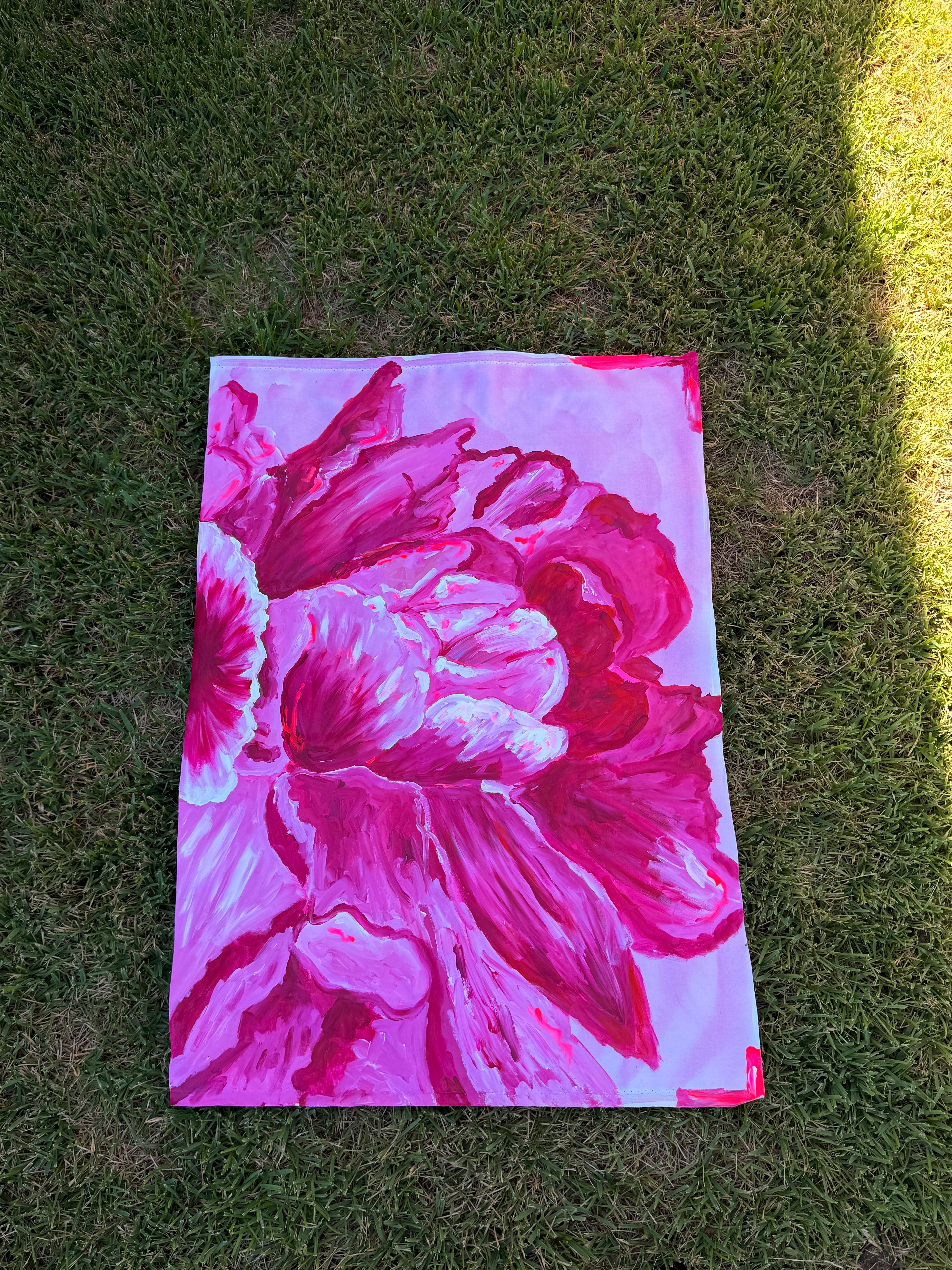 STARE AND STARING // PINK PEONIES ORIGINAL HANGING CANVAS  - PACKAGE